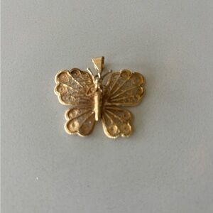 14K Yellow Gold Butterfly Pendant